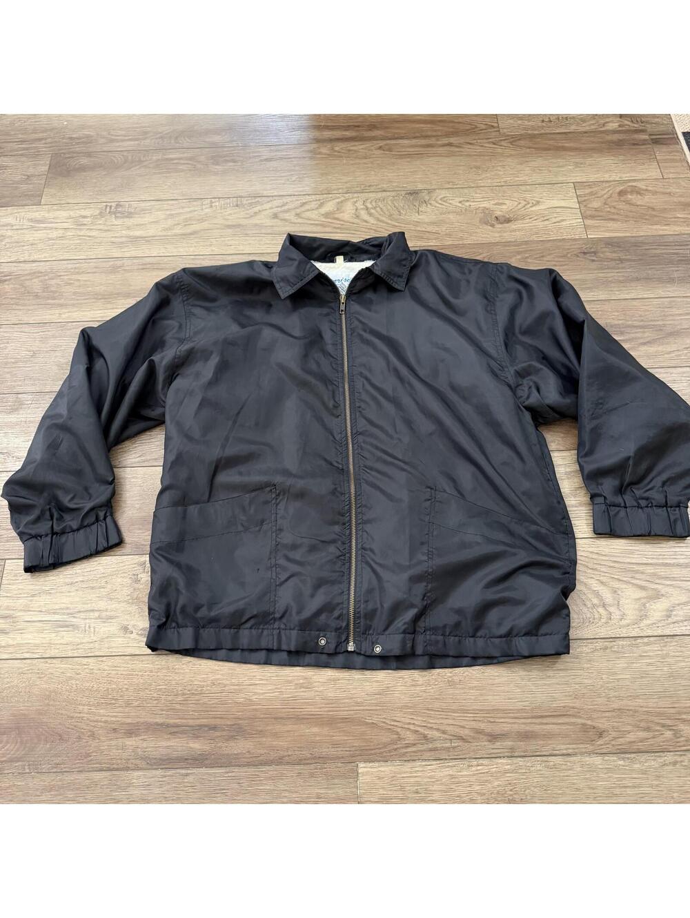 Vintage 90s Windbreaker Coach's Jacket Black Blank Size L
